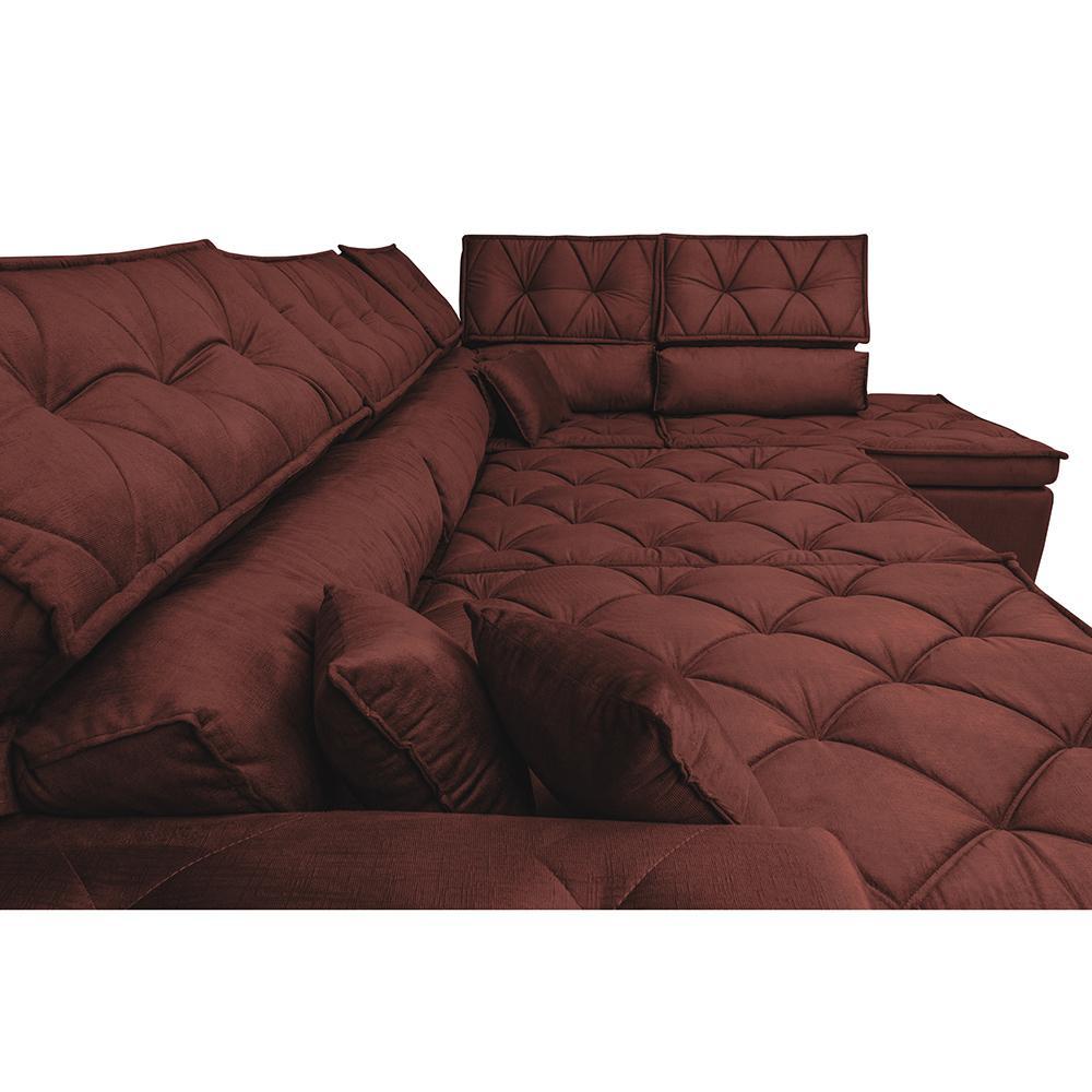 Sofa de Canto Retrátil e Reclinável com Molas Cama inBox Platinum 3,40x2,36 Tecido Suede Vinho - 5