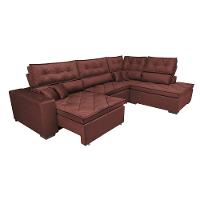 Sofa de Canto Retrátil e Reclinável com Molas Cama inBox Platinum 3,40x2,36 Tecido Suede Vinho - 7