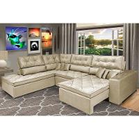 Sofa de Canto Retrátil e Reclinável com Molas Cama inBox Platinum Esquerdo 3,00x2,36 Suede Bege - 1