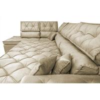 Sofa de Canto Retrátil e Reclinável com Molas Cama inBox Platinum Esquerdo 3,00x2,36 Suede Bege - 5