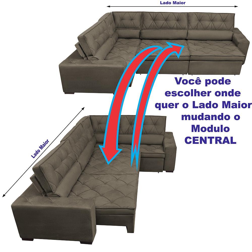 Sofa de Canto Retrátil e Reclinável com Molas Cama inBox Austin 3,85X2,64 ou 2,64X3,85 Suede Velusoft Café - 5