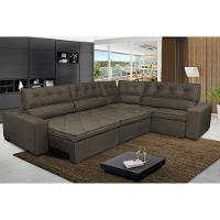 Sofa de Canto Retrátil e Reclinável com Molas Cama inBox Austin 3,85X2,64 ou 2,64X3,85 Suede Velusoft Café - 1