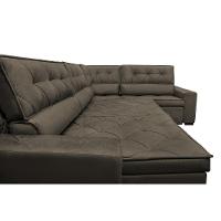 Sofa de Canto Retrátil e Reclinável com Molas Cama inBox Austin 3,85X2,64 ou 2,64X3,85 Suede Velusoft Café