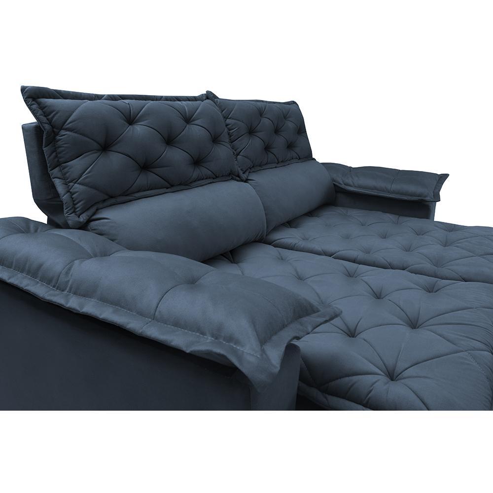 Sofá Retrátil e Reclinável Cama inBox Compact 1,50m Tecido Suede Velusoft Azul - 4