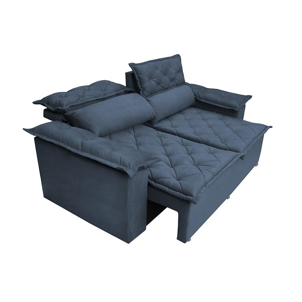 Sofá Retrátil e Reclinável Cama inBox Compact 1,50m Tecido Suede Velusoft Azul - 7