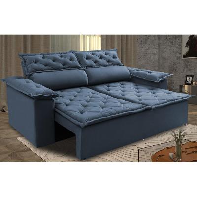 Sofá Retrátil e Reclinável Cama inBox Compact 1,50m Tecido Suede Velusoft Azul