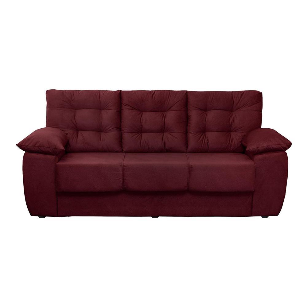 Sofá Luxemburgo 3 Lugares Tecido Suede Vinho - Moveis Marfim - 2