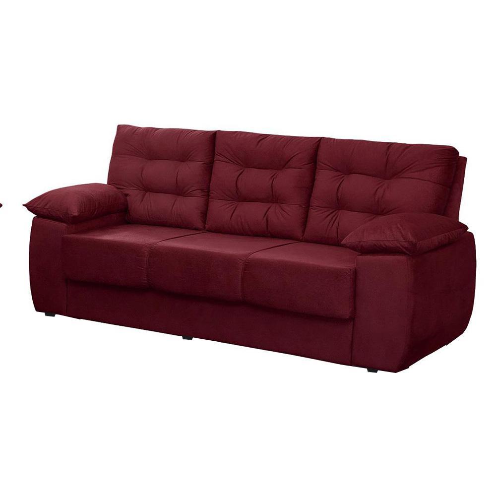 Sofá Luxemburgo 3 Lugares Tecido Suede Vinho - Moveis Marfim - 3