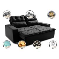 Sofá Retrátil e Reclinável 1,50m Cama inBox Smal com bordado pantográfico Suede Preto - 3