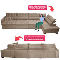 Sofá de Canto 4,80x2,36m Retrátil e Reclinável com Molas Cama inBox Platinum Direito Suede Bege