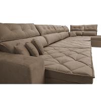 Sofá de Canto 4,80x2,36m Retrátil e Reclinável com Molas Cama inBox Platinum Direito Suede Bege - 5