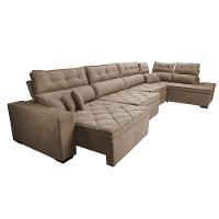 Sofá de Canto 4,80x2,36m Retrátil e Reclinável com Molas Cama inBox Platinum Direito Suede Bege - 7