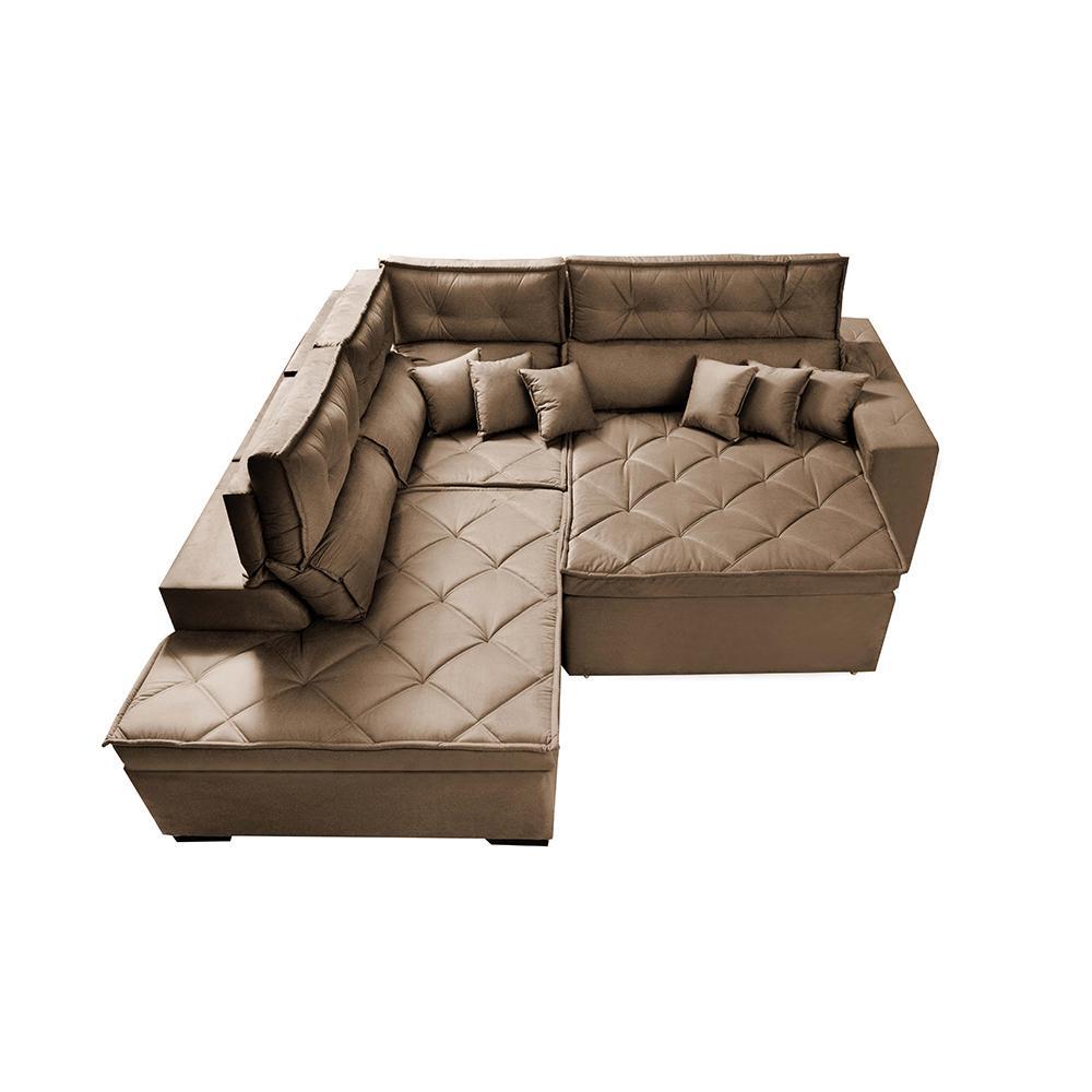Sofá de Canto 2,60x2,36m Retrátil e Reclinável com Molas Cama inBox Platinum Esquerdo Suede Castor - 6