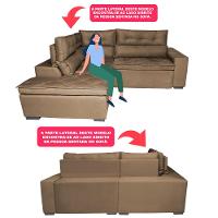 Sofá de Canto 2,60x2,36m Retrátil e Reclinável com Molas Cama inBox Platinum Esquerdo Suede Castor