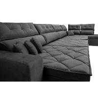 Sofá de Canto 4,80x2,36m Retrátil e Reclinável com Molas Cama inBox Platinum Direito Suede Cinza - 5