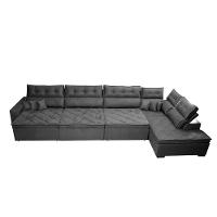 Sofá de Canto 4,80x2,36m Retrátil e Reclinável com Molas Cama inBox Platinum Direito Suede Cinza - 6