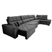 Sofá de Canto 4,80x2,36m Retrátil e Reclinável com Molas Cama inBox Platinum Direito Suede Cinza - 7