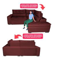 Sofá de Canto 2,60x2,36m Retrátil e Reclinável com Molas Cama inBox Platinum Direito Suede Vinho