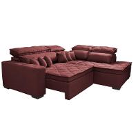 Sofá de Canto 2,60x2,36m Retrátil e Reclinável com Molas Cama inBox Platinum Direito Suede Vinho - 7