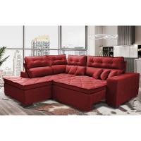 Sofá de Canto 2,60x2,36m Retrátil e Reclinável com Molas Cama inBox Platinum Esquerdo Suede Vermelho - 1