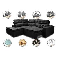 Sofá de Canto 2,60x2,36m Retrátil e Reclinável com Molas Cama inBox Platinum Esquerdo Suede Preto - 3