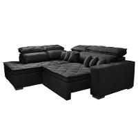 Sofá de Canto 2,60x2,36m Retrátil e Reclinável com Molas Cama inBox Platinum Esquerdo Suede Preto - 7