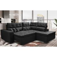Sofá de Canto 2,60x2,36m Retrátil e Reclinável com Molas Cama inBox Platinum Direito Suede Preto - 1