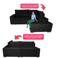 Sofá de Canto 2,60x2,36m Retrátil e Reclinável com Molas Cama inBox Platinum Direito Suede Preto
