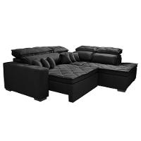 Sofá de Canto 2,60x2,36m Retrátil e Reclinável com Molas Cama inBox Platinum Direito Suede Preto - 7