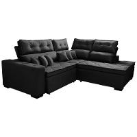 Sofá de Canto 2,60x2,36m Retrátil e Reclinável com Molas Cama inBox Platinum Direito Suede Preto - 8