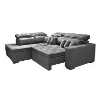 Sofá de Canto 2,60x2,36m Retrátil e Reclinável com Molas Cama inBox Platinum Esquerdo Suede Cinza - 7