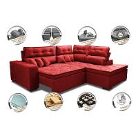 Sofá de Canto 2,60x2,36m Retrátil e Reclinável com Molas Cama inBox Platinum Direito Suede Vermelho - 3