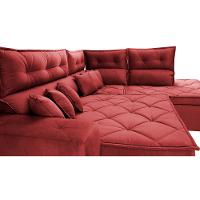 Sofá de Canto 2,60x2,36m Retrátil e Reclinável com Molas Cama inBox Platinum Direito Suede Vermelho - 5