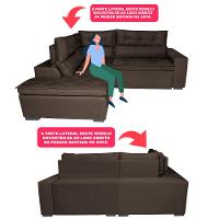 Sofá de Canto 2,60x2,36m Retrátil e Reclinável com Molas Cama inBox Platinum Esquerdo Suede Café
