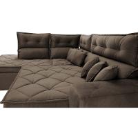 Sofá de Canto 2,60x2,36m Retrátil e Reclinável com Molas Cama inBox Platinum Esquerdo Suede Café - 5