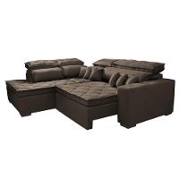 Sofá de Canto 2,60x2,36m Retrátil e Reclinável com Molas Cama inBox Platinum Esquerdo Suede Café - 7