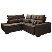 Sofá de Canto 2,60x2,36m Retrátil e Reclinável com Molas Cama inBox Platinum Esquerdo Suede Café - 8