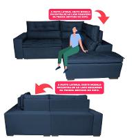 Sofá de Canto 2,60x2,36m Retrátil e Reclinável com Molas Cama inBox Platinum Direito Suede Azul