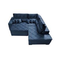 Sofá de Canto 2,60x2,36m Retrátil e Reclinável com Molas Cama inBox Platinum Direito Suede Azul - 6