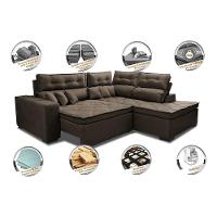 Sofá de Canto 2,60x2,36m Retrátil e Reclinável com Molas Cama inBox Platinum Direito Suede Café - 3