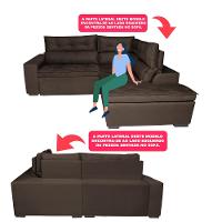 Sofá de Canto 2,60x2,36m Retrátil e Reclinável com Molas Cama inBox Platinum Direito Suede Café