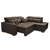 Sofá de Canto 2,60x2,36m Retrátil e Reclinável com Molas Cama inBox Platinum Direito Suede Café - 7