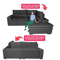Sofá de Canto 2,60x2,36m Retrátil e Reclinável com Molas Cama inBox Platinum Direito Suede Cinza
