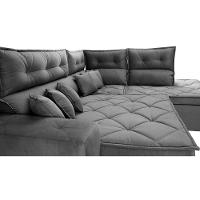 Sofá de Canto 2,60x2,36m Retrátil e Reclinável com Molas Cama inBox Platinum Direito Suede Cinza - 5