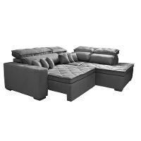 Sofá de Canto 2,60x2,36m Retrátil e Reclinável com Molas Cama inBox Platinum Direito Suede Cinza - 7