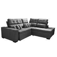 Sofá de Canto 2,60x2,36m Retrátil e Reclinável com Molas Cama inBox Platinum Direito Suede Cinza - 8