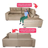 Sofá de Canto 2,60x2,36m Retrátil e Reclinável com Molas Cama inBox Platinum Direito Suede Bege