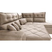 Sofá de Canto 2,60x2,36m Retrátil e Reclinável com Molas Cama inBox Platinum Direito Suede Bege - 5