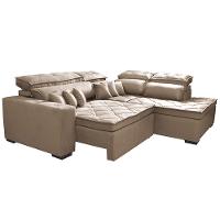 Sofá de Canto 2,60x2,36m Retrátil e Reclinável com Molas Cama inBox Platinum Direito Suede Bege - 7