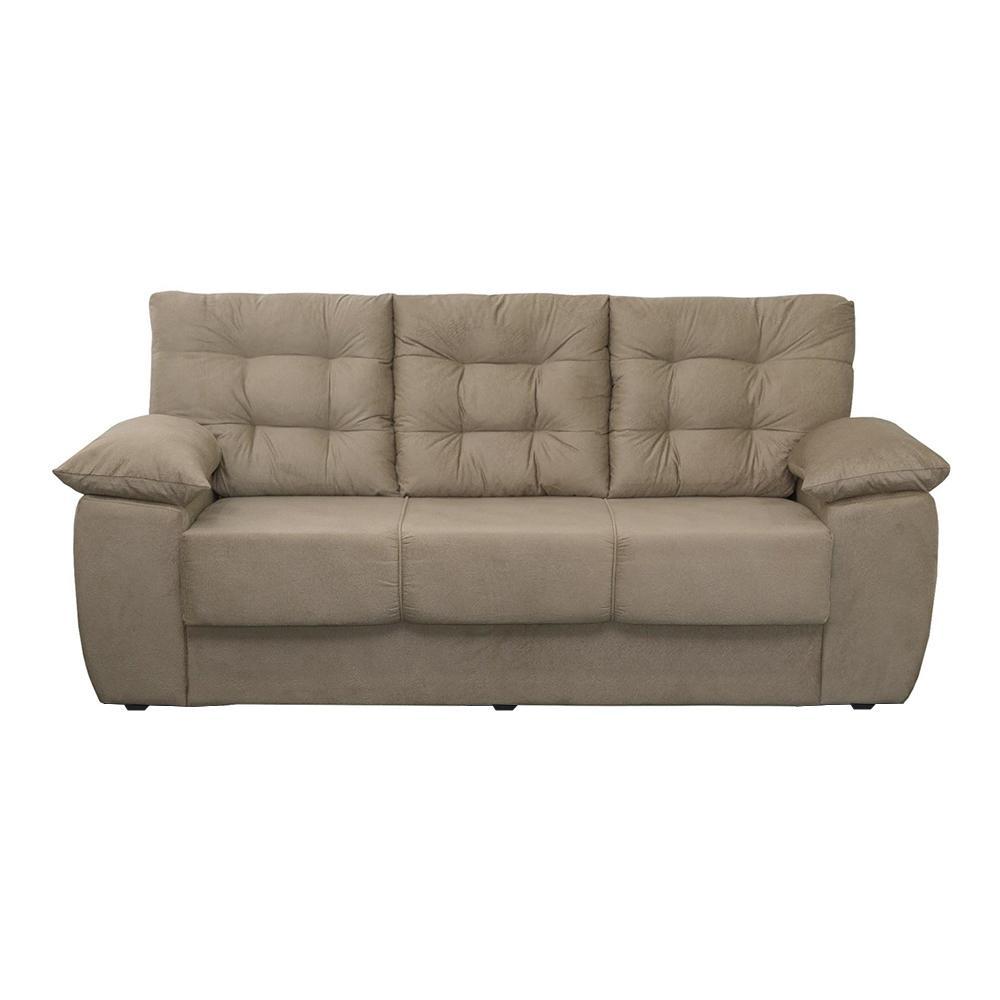 Sofá Luxemburgo 3 Lugares Tecido Suede Castor - Moveis Marfim - 2